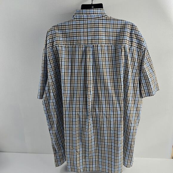 Harbor Bay 4XL short sleeve button down shirt plaid blue mens 6470 - Picture 3 of 8